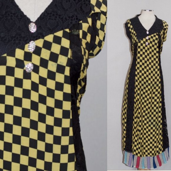 Yellow & Black Checkered Dress - Picture 14 of 15